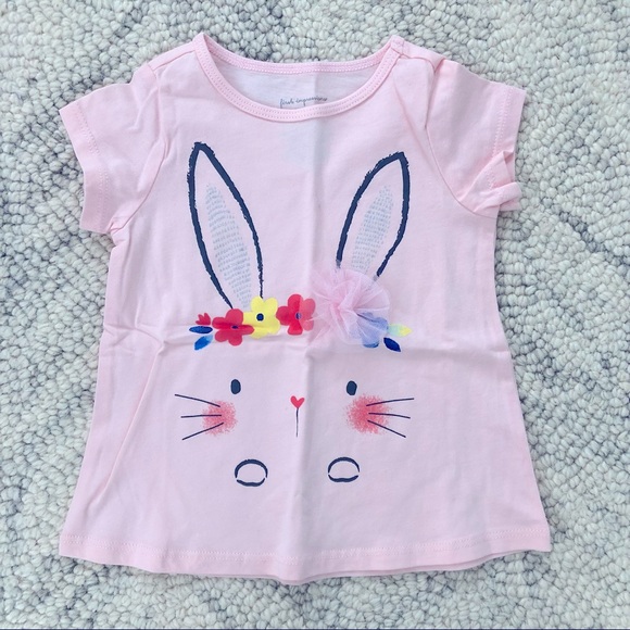 NWOT FIRST IMPRESSIONS Baby Girl Pink Bunny Short Sleeve Tee Shirt SIZE 12 MO - Picture 2 of 5
